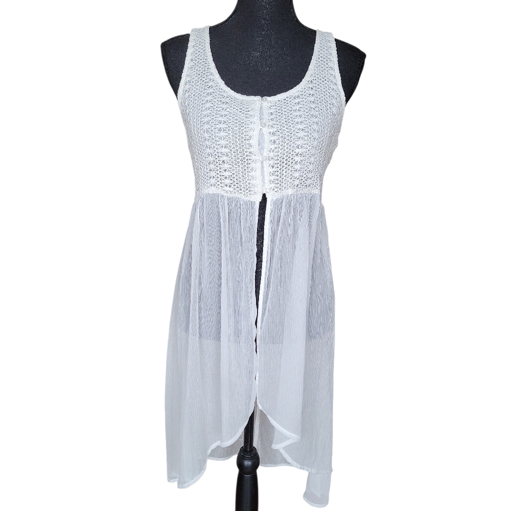 Hollister NWT White Sheer Beach Swim Cover Up Women's Size M
